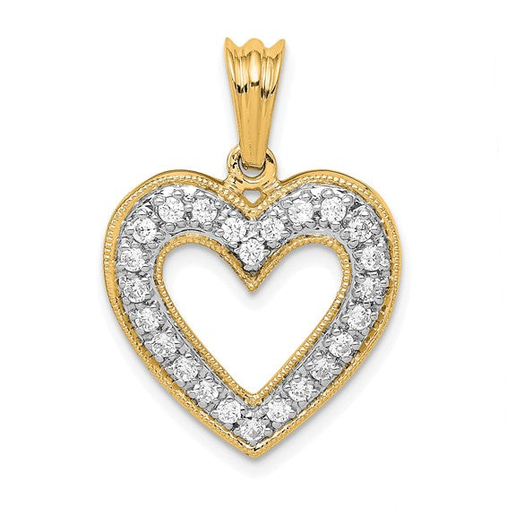 Outline Heart with Diamonds Pendant