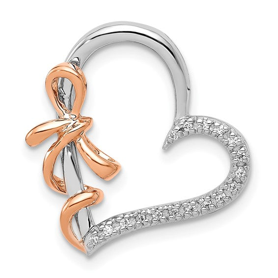Two Tone Heart Bow Floating Chain Slide