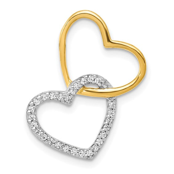Two-Tone Double Heart Floating Chain Slide