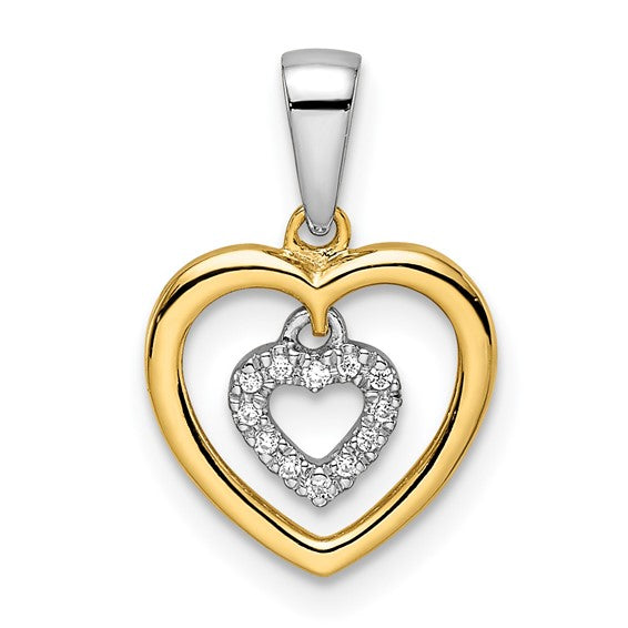 Two-tone Heart Dangle Diamond Pendant