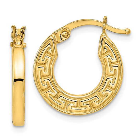 Hollow Greek Key Hoop